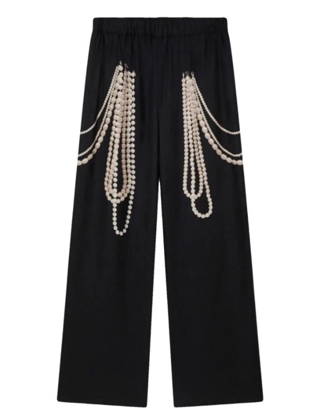 Stella McCartney Pearl Trompe L’oeil Print Silk Wide-Leg Trousers